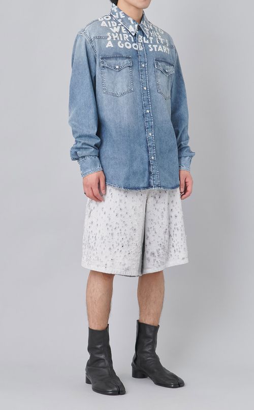 プリントデニムシャツ