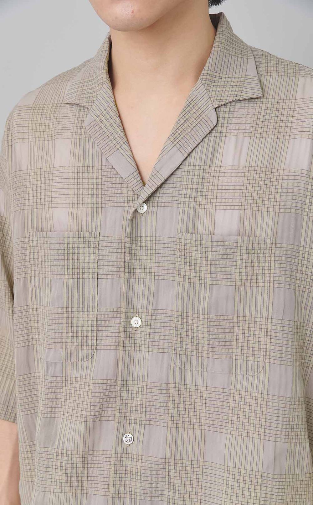 シアーチェックハーフスリーブシャツ