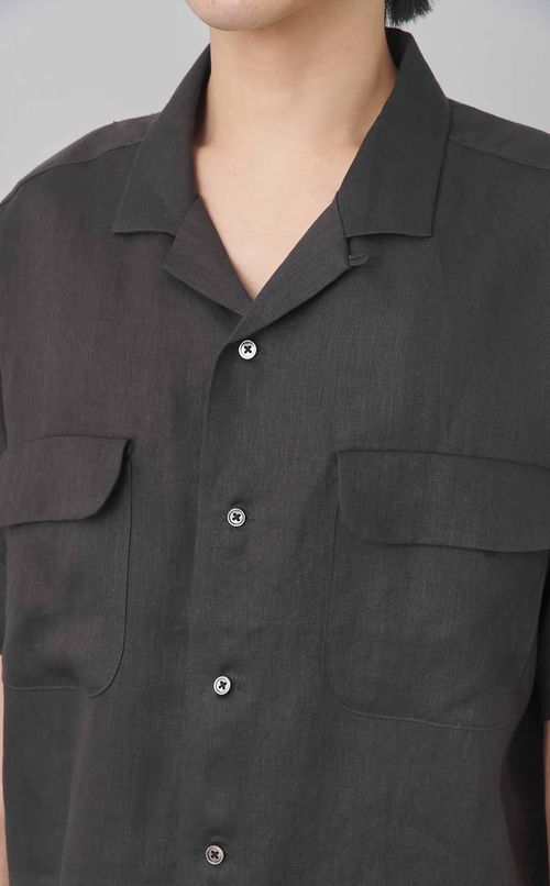 リネンツイルオープンカラーシャツ