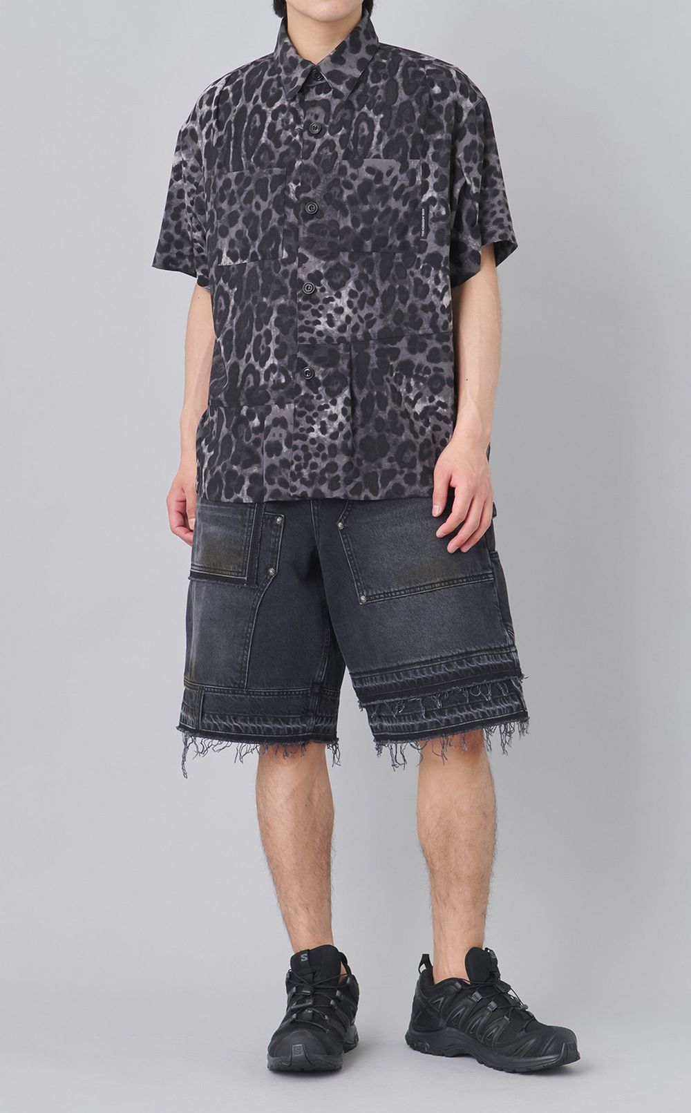 パッチワークデニムショートパンツ