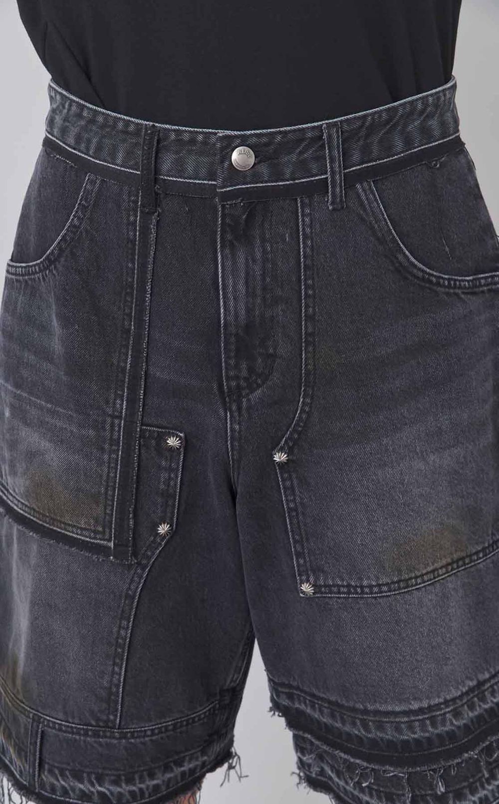 パッチワークデニムショートパンツ