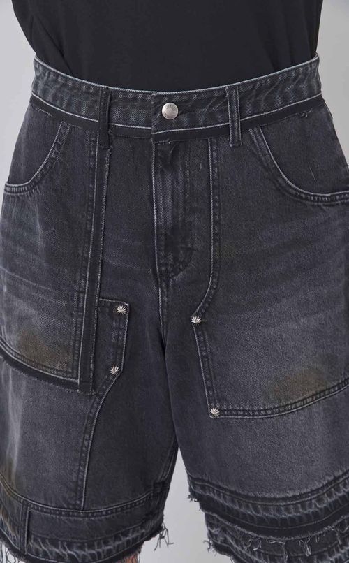 パッチワークデニムショートパンツ