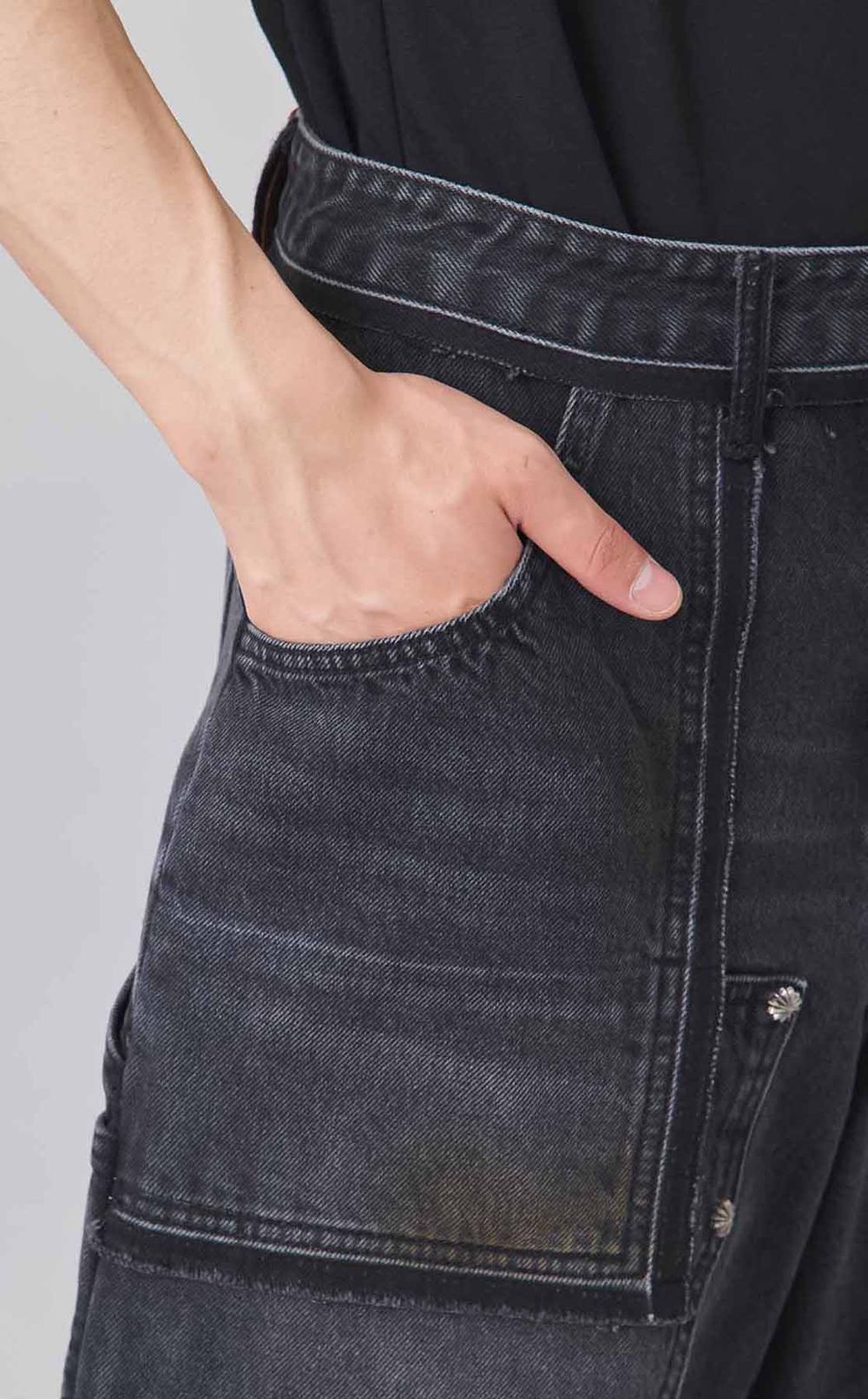 パッチワークデニムショートパンツ