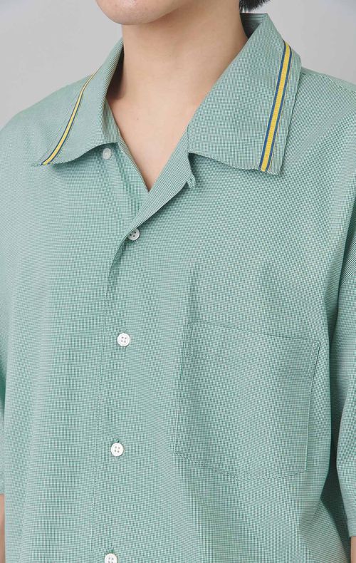 ギンガムオープンカラーシャツ