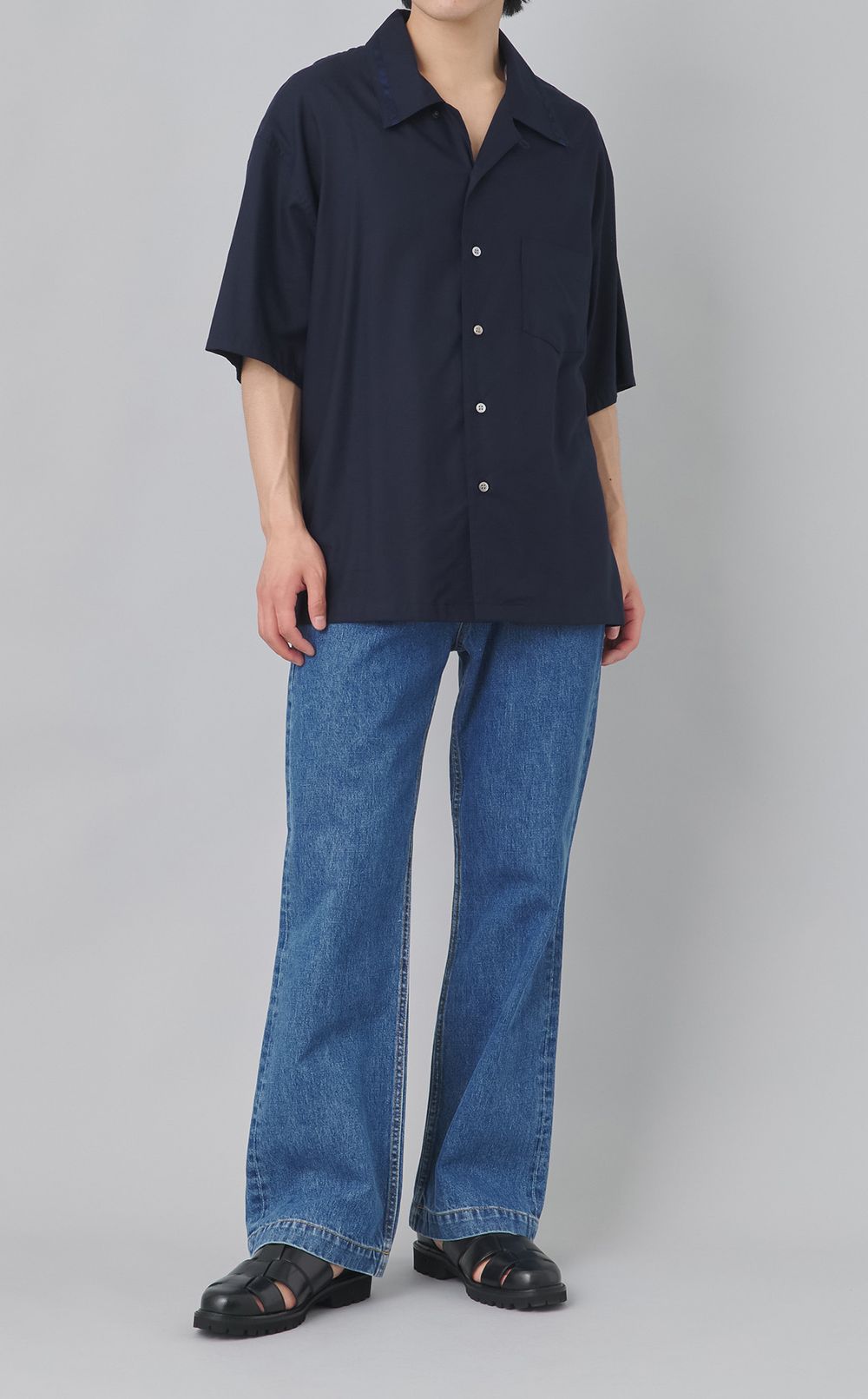 オープンカラーツイルシャツ