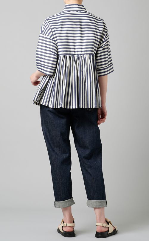 ストライプコットンフレアシャツ