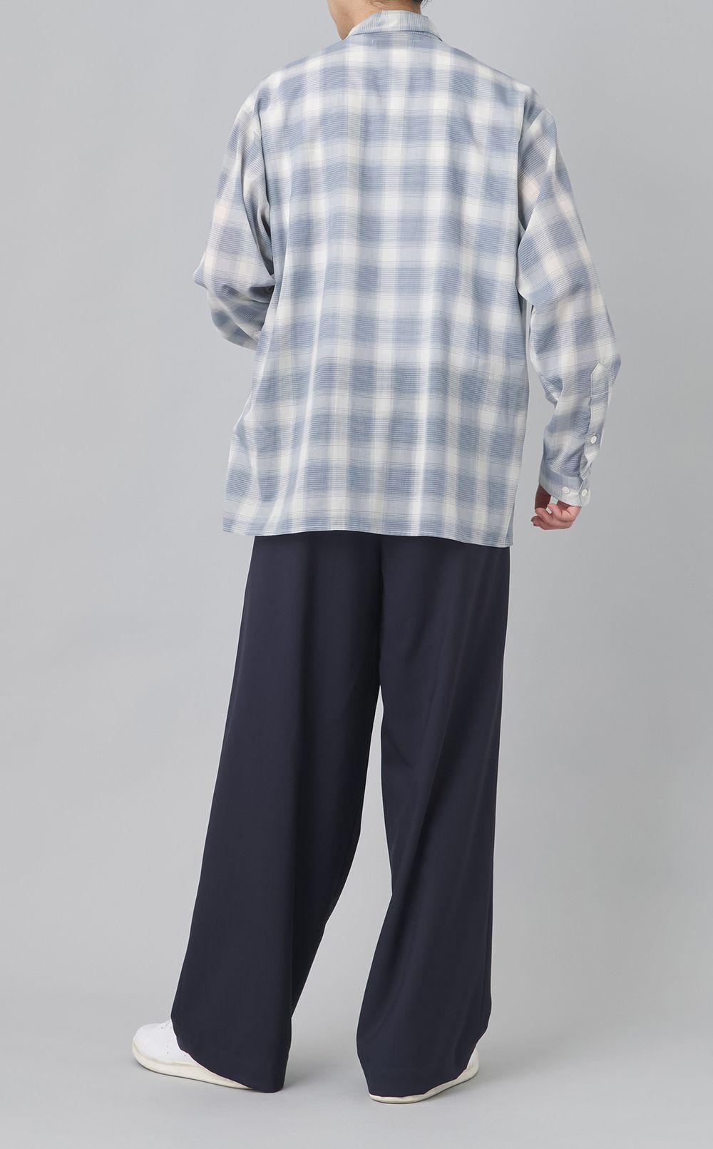 オープンカラーチェックシャツ