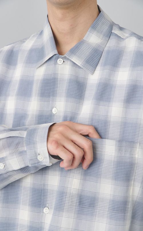 オープンカラーチェックシャツ