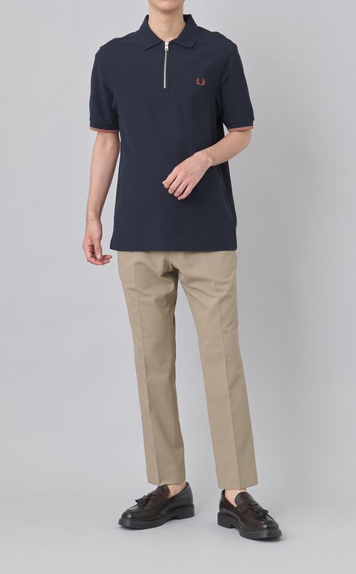 ハーフジップショートスリーブポロシャツ