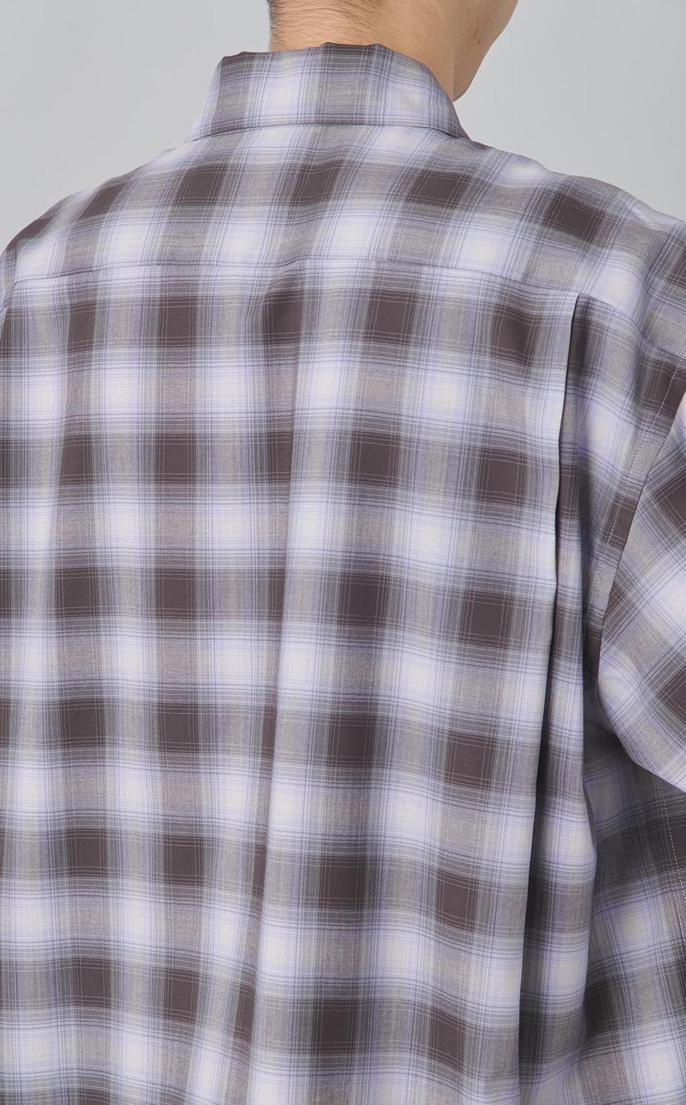 オンブレチェックハーフジップシャツ