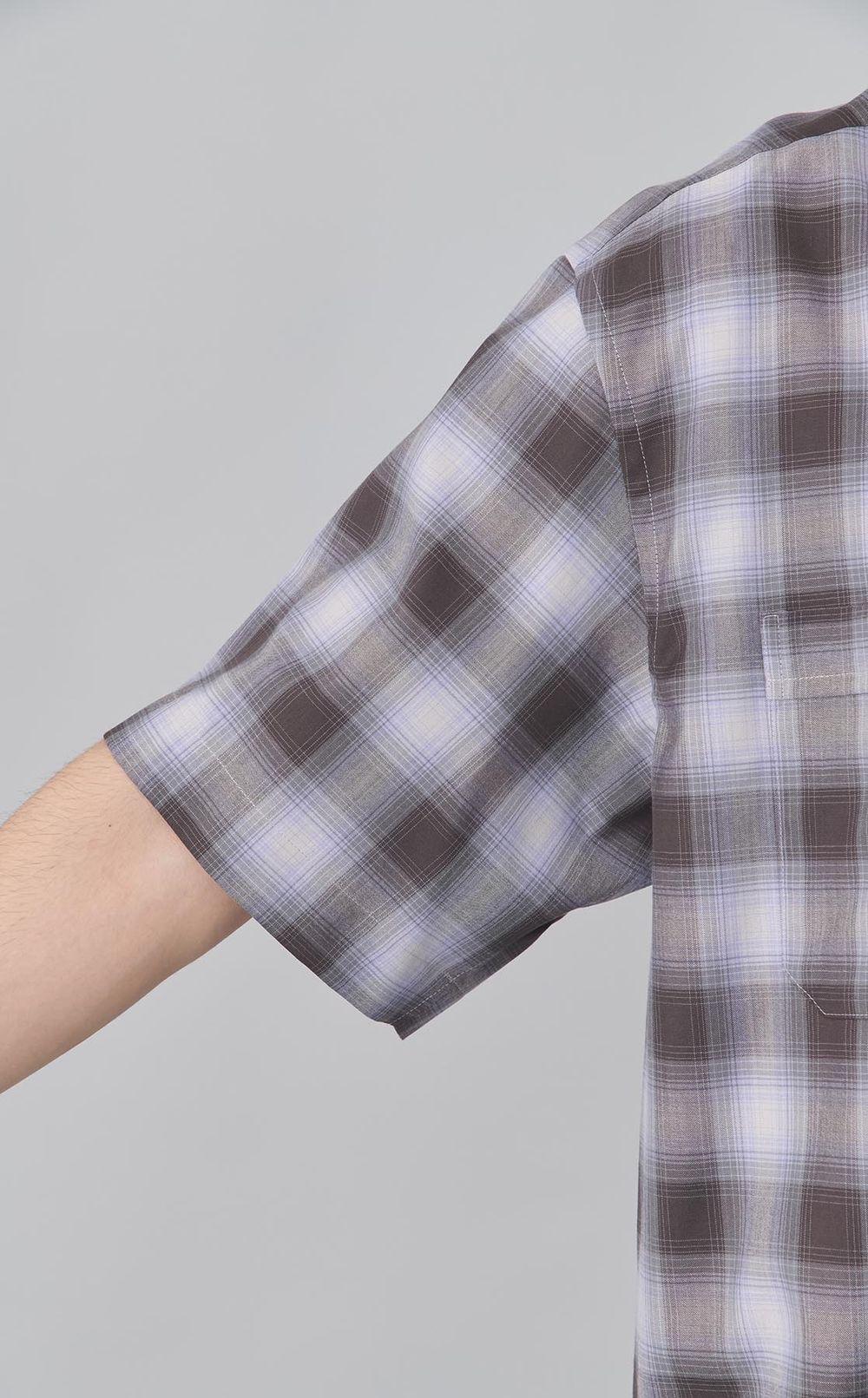 オンブレチェックハーフジップシャツ