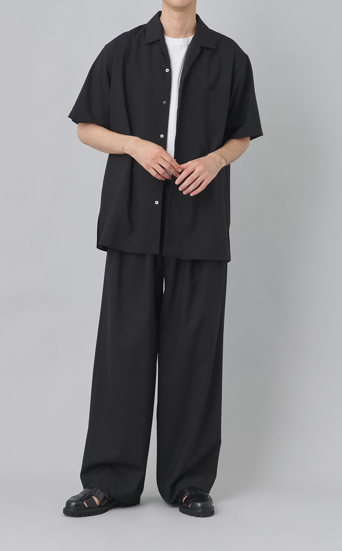 【新品】markaware 25AW イタリアンオープンカラーシャツBlack2 MARKAWARE｜イタリアンオープンカラーシャツ