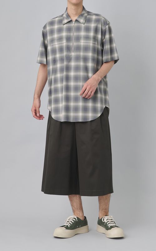 オンブレチェックハーフジップシャツ