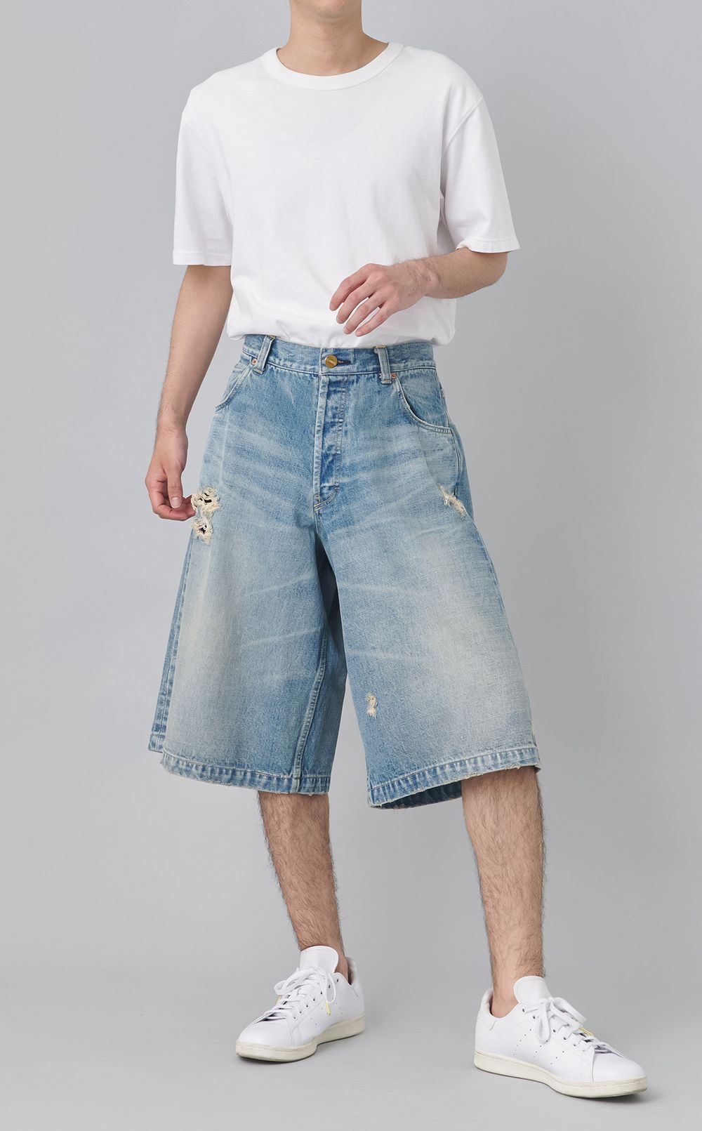 デニムワイドバミューダパンツ