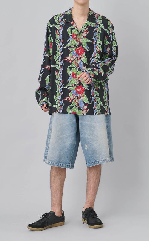 デニムワイドバミューダパンツ