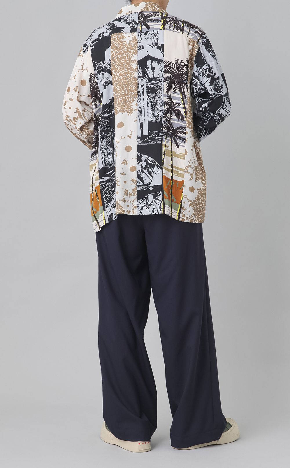 パッチワークオープンカラーシャツ