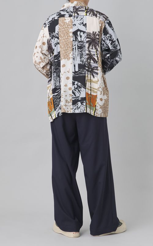 パッチワークオープンカラーシャツ