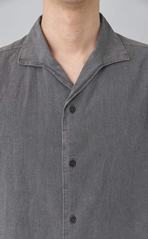 オープンカラーコットンシャツ