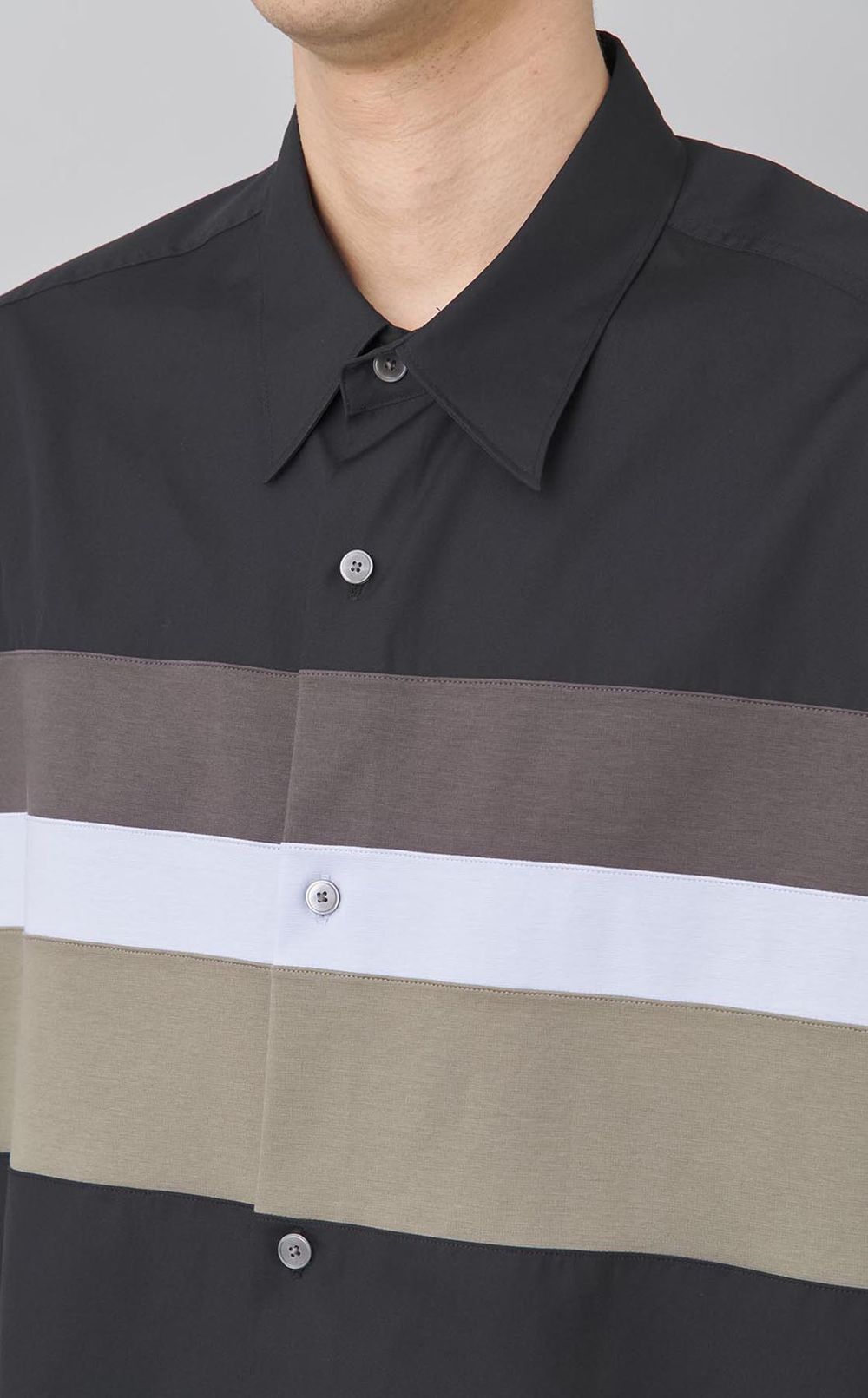 パッチワークボーダーシャツ