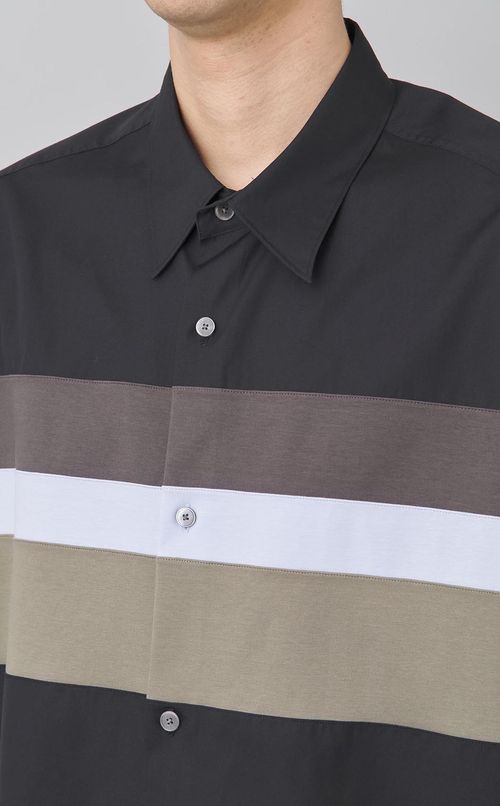 パッチワークボーダーシャツ