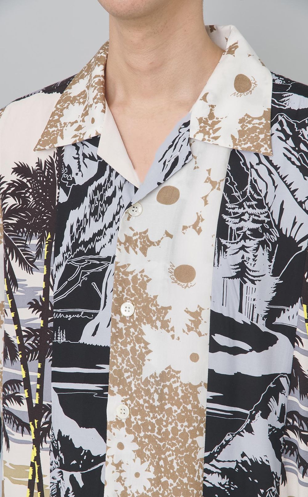 パッチワークオープンカラーシャツ