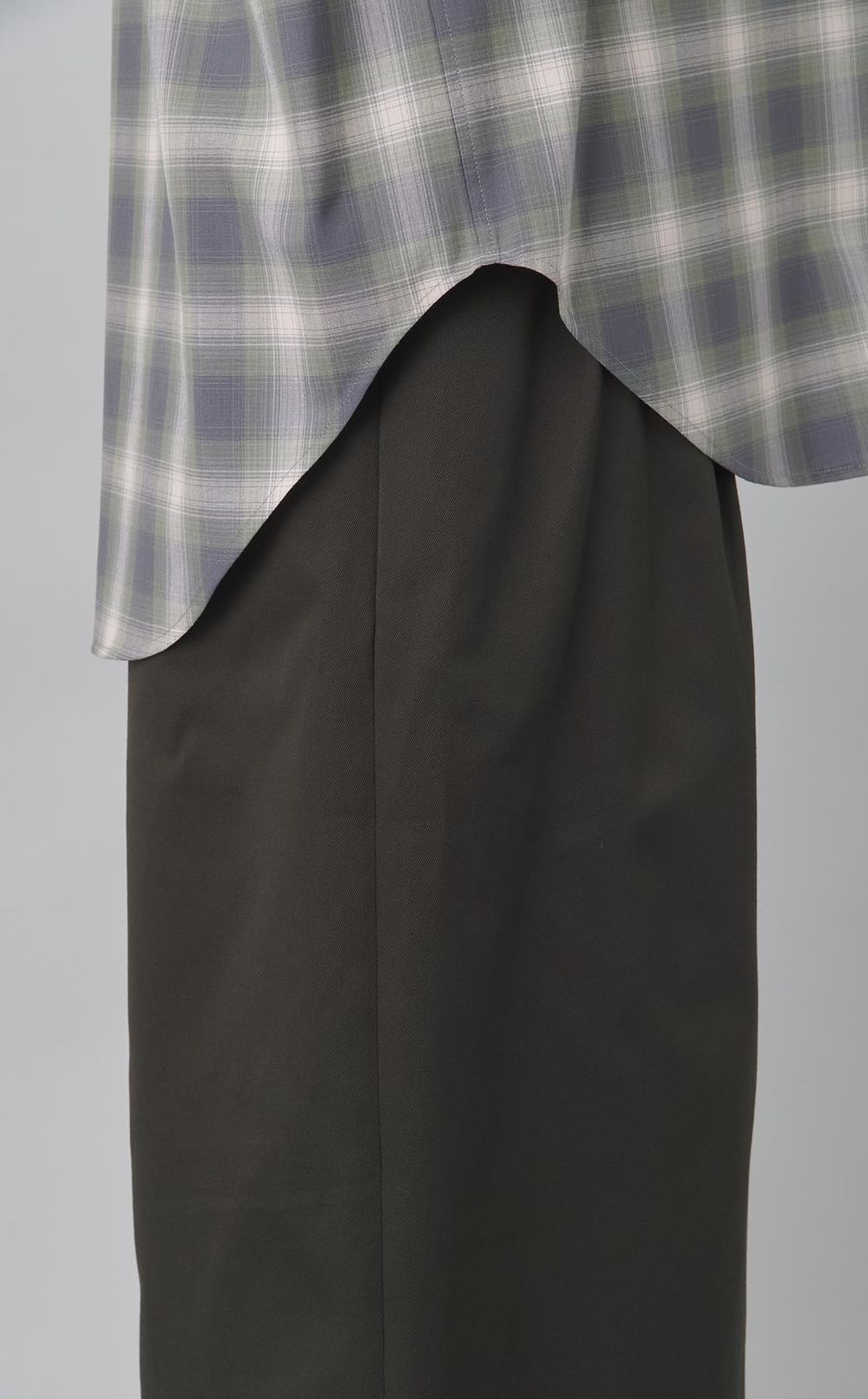 オンブレチェックハーフジップシャツ