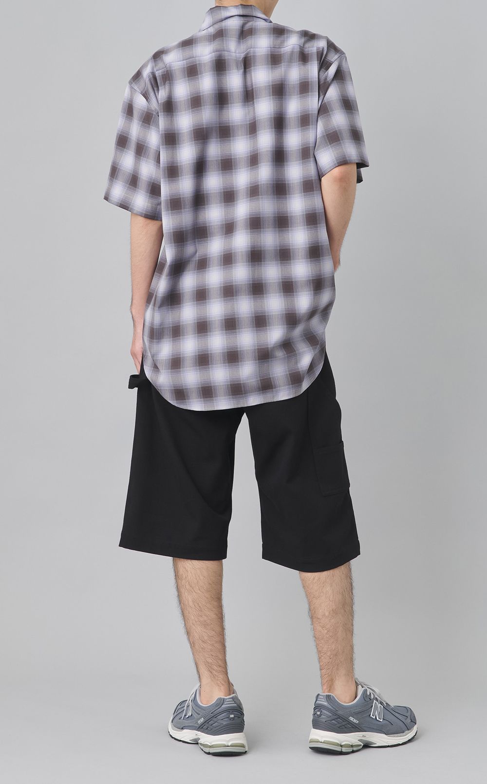 オンブレチェックハーフジップシャツ