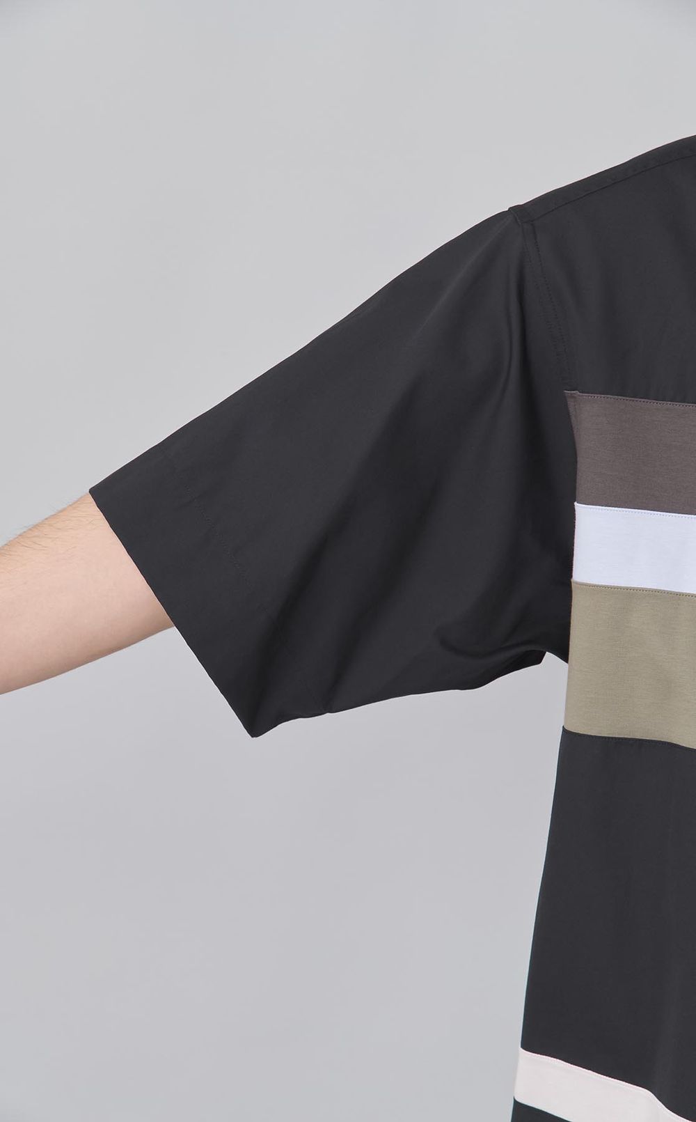 パッチワークボーダーシャツ