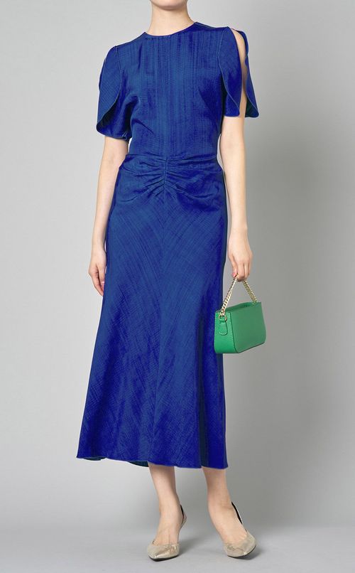 ギャザーウェストミディワンピース