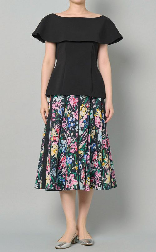 ダブルクロスボートネックブラウス