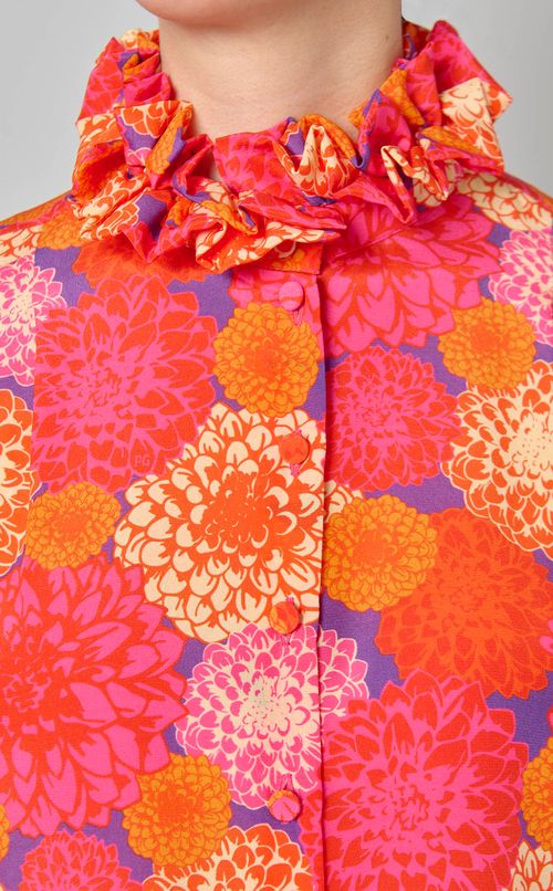 フラワープリントダブルカラーブラウス