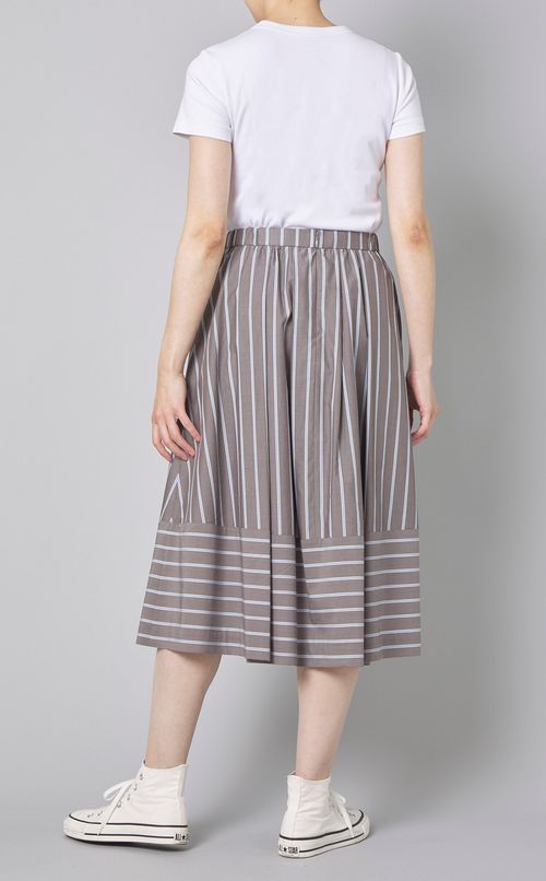 ストライプギャザーロングスカート
