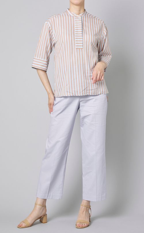 シアーストライププルオーバーシャツ