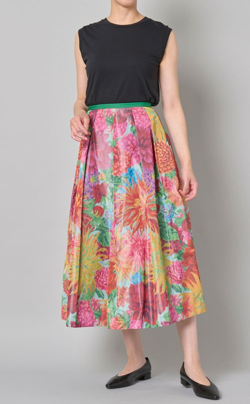 フラワータックフレアスカート