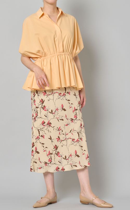 ウエストギャザーペプラムブラウス