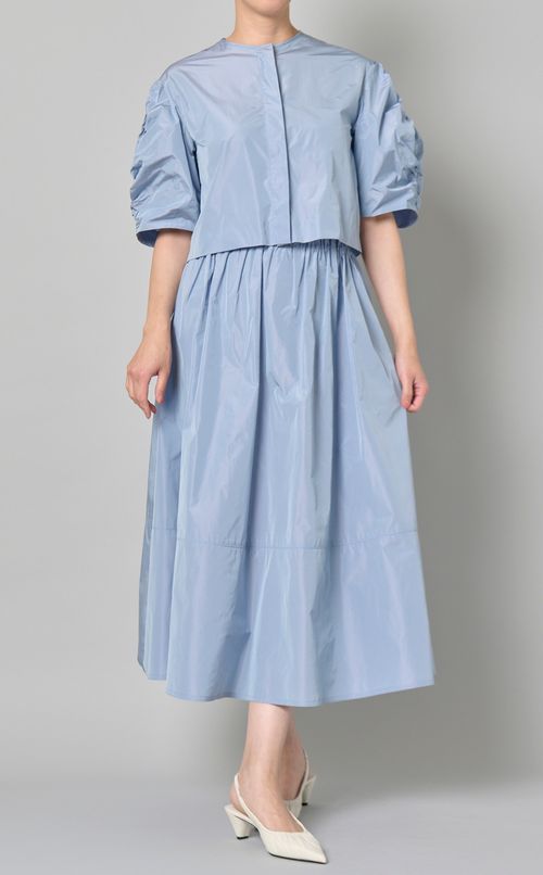 タフタギャザースリーブブラウス