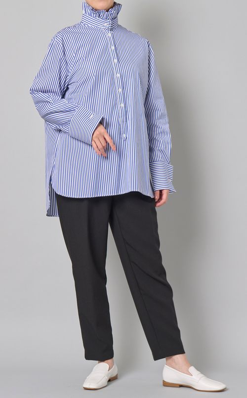 ストライププリントコットンブラウス