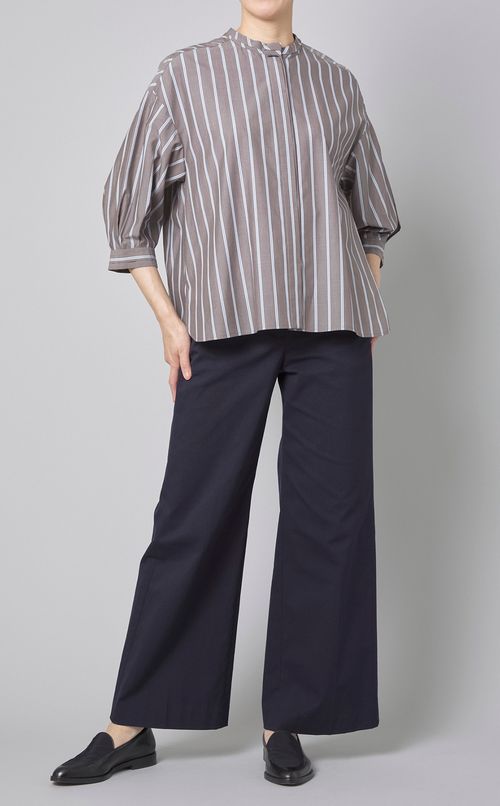 バンドカラーストライプシャツ