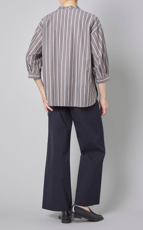 バンドカラーストライプシャツ