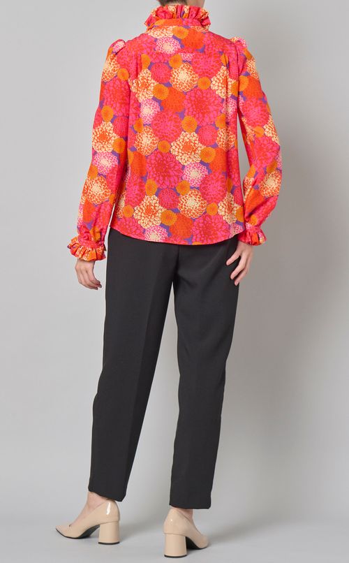 フラワープリントダブルカラーブラウス