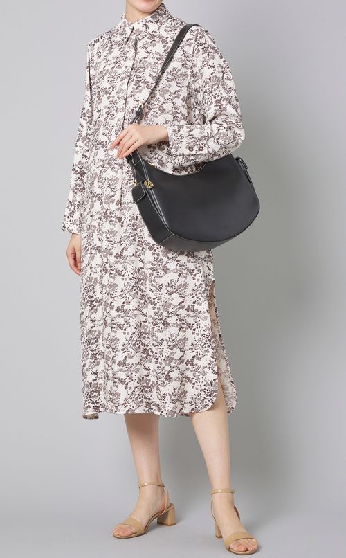 フラワープリントロングシャツワンピース