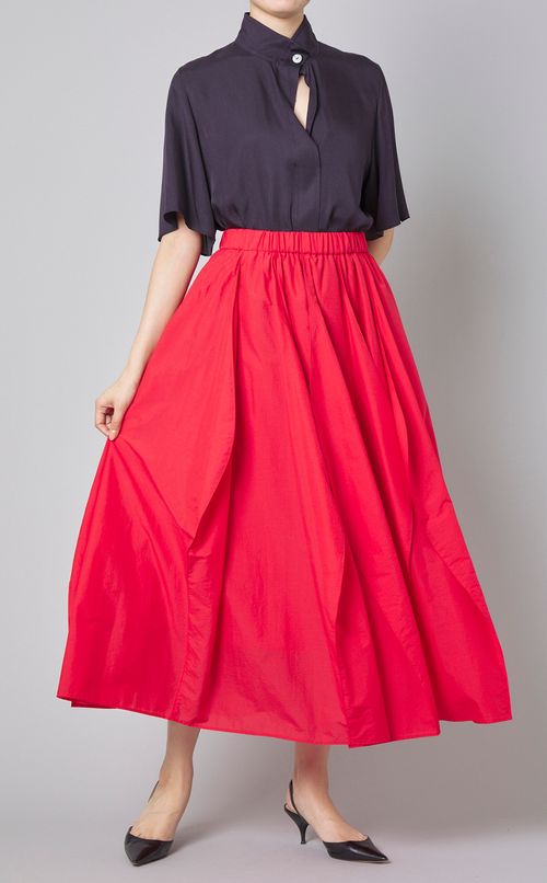 シルク混スタンドネックシャツ