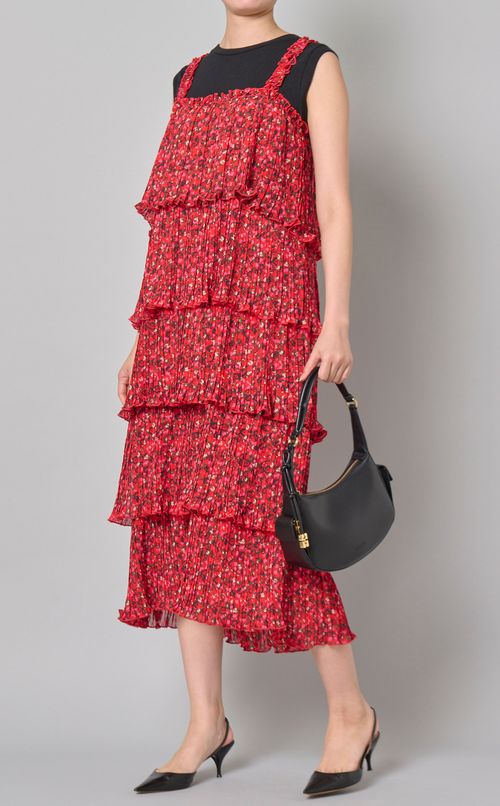 フラワープリントラッフルワンピース