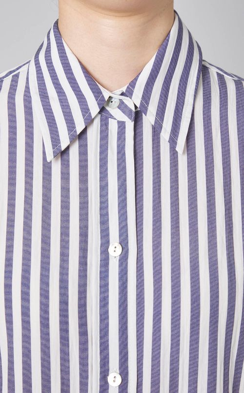 ストライプベルテッドシャツワンピース