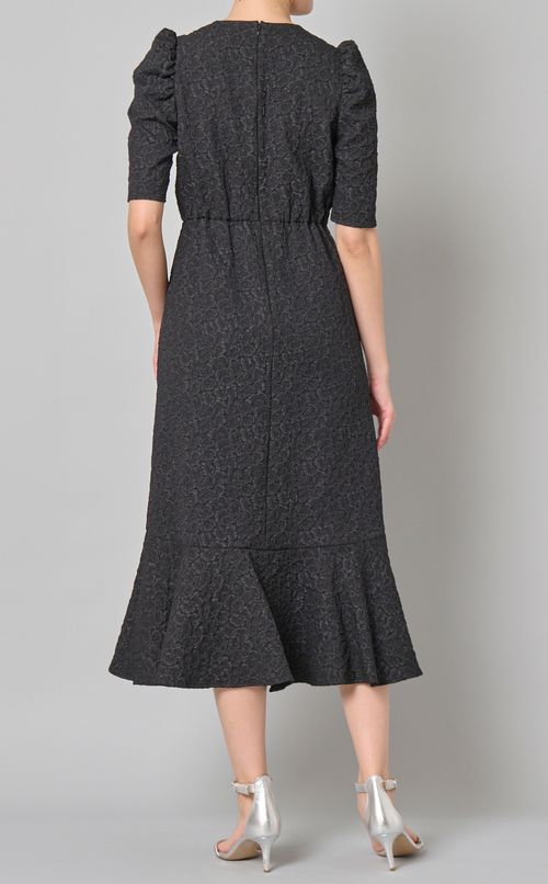 ジャガードパフショルダーワンピース