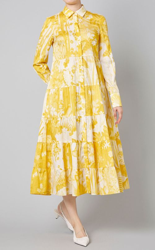 コットンフラワーティアードワンピース