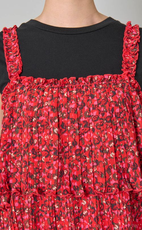 フラワープリントラッフルワンピース