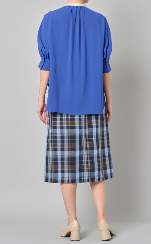 バイカラーパフスリーブブラウス