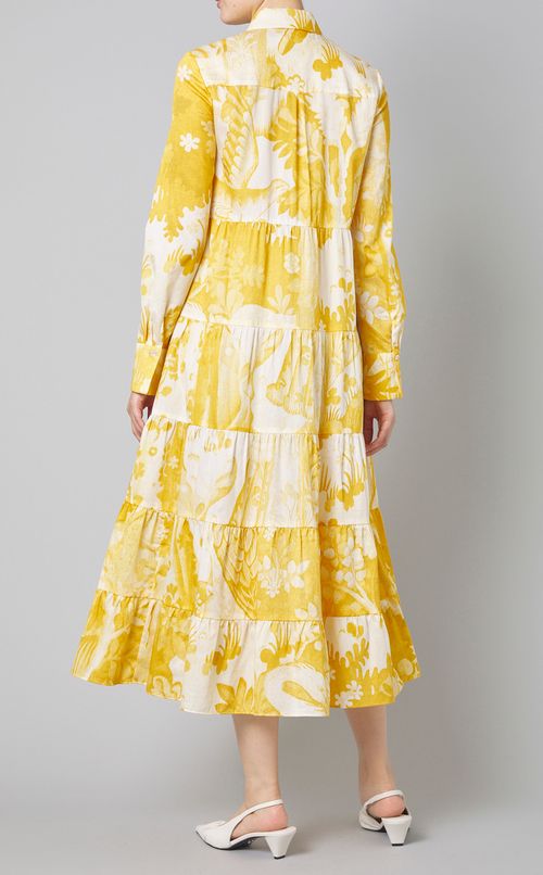 コットンフラワーティアードワンピース