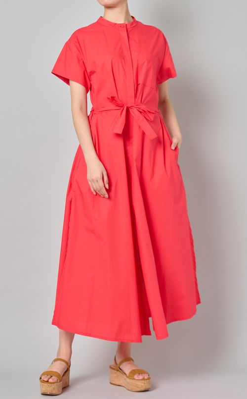 コットンバンドカラーロングワンピース